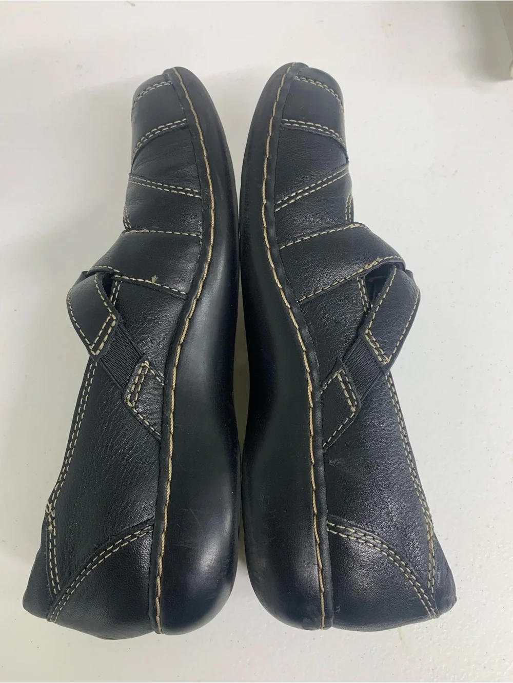 Clarks Women’s Black Leather Strap Mary Jane Comfort Flats Size 7